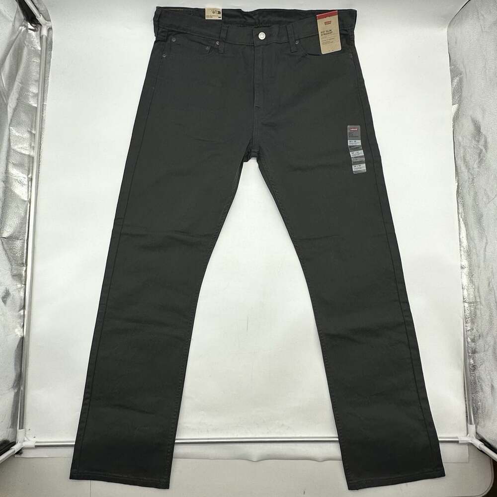 Levis 513 Slim Straight Men's Size 38x32 Gray Twill Stretch Mid Rise Jeans NWT